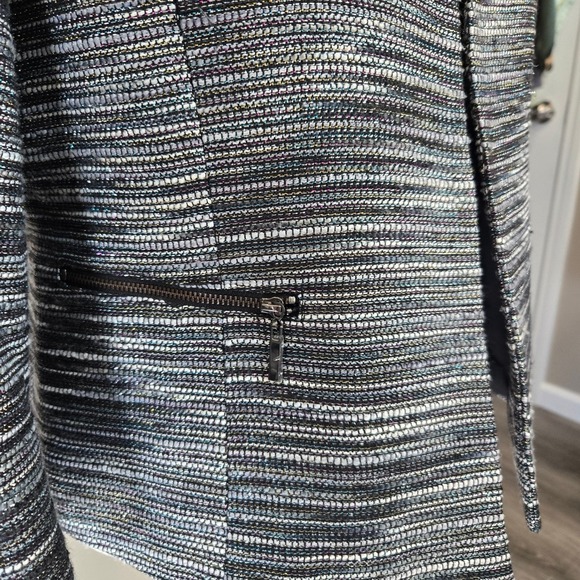Kasper Womens S Blazer Black Grey Shimmery Metalic Tweed‎ Career Office Holiday - Picture 3 of 11